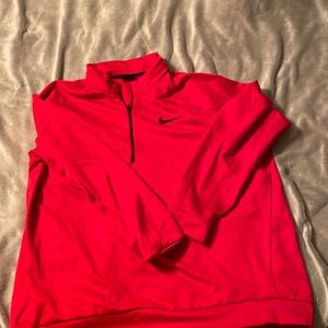 Red Nike dri fit zip long sleeve shirt
